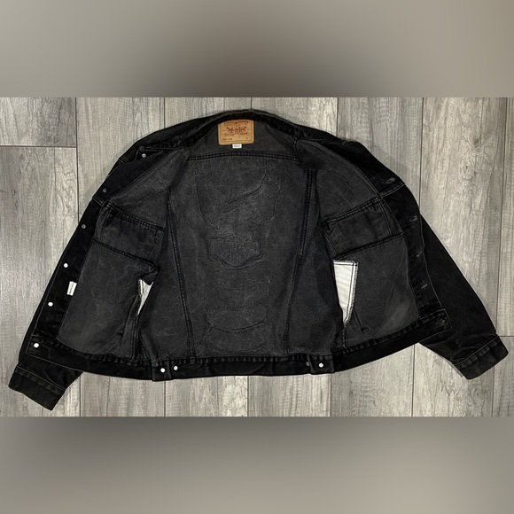 Rare VTG Levi’s Black Denim Jacket Harley-Davidson HOG Eagle Embroidered Patches - Picture 9 of 15